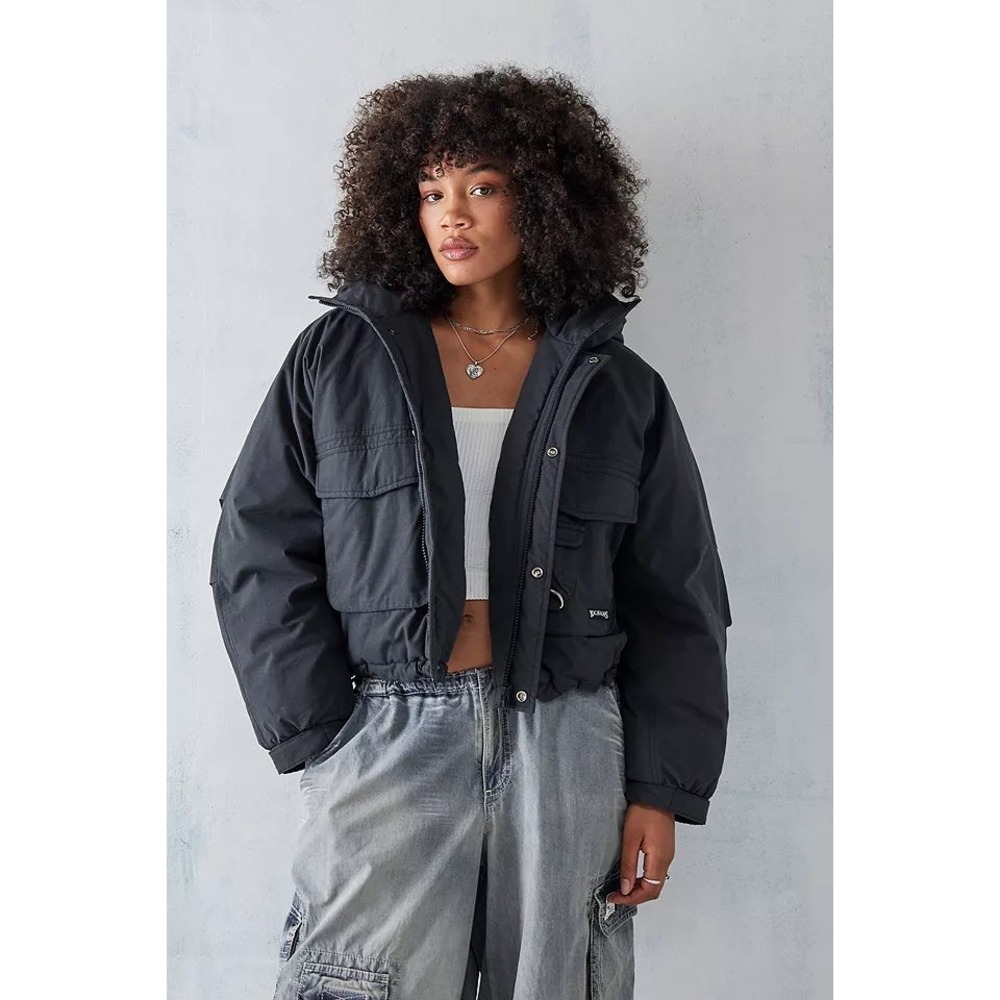 BDG Urban Outfitters Black Cropped Utility Puffer Coat Jacket Small